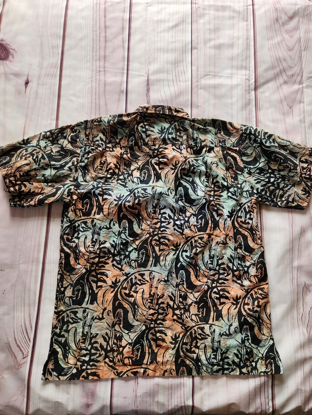 Rum Reggae Vintage Tropical Button Shirt Green Orange Black | Men's Size M - Picture 4 of 9